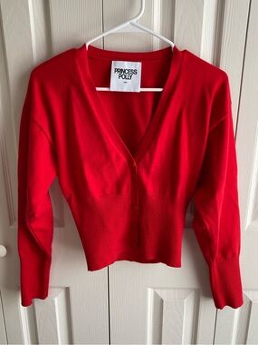 Red cardigan